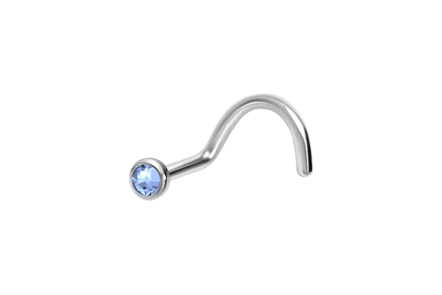 Titan Nasenstecker Nasenpiercing Spirale FLACHE KRISTALLDISC